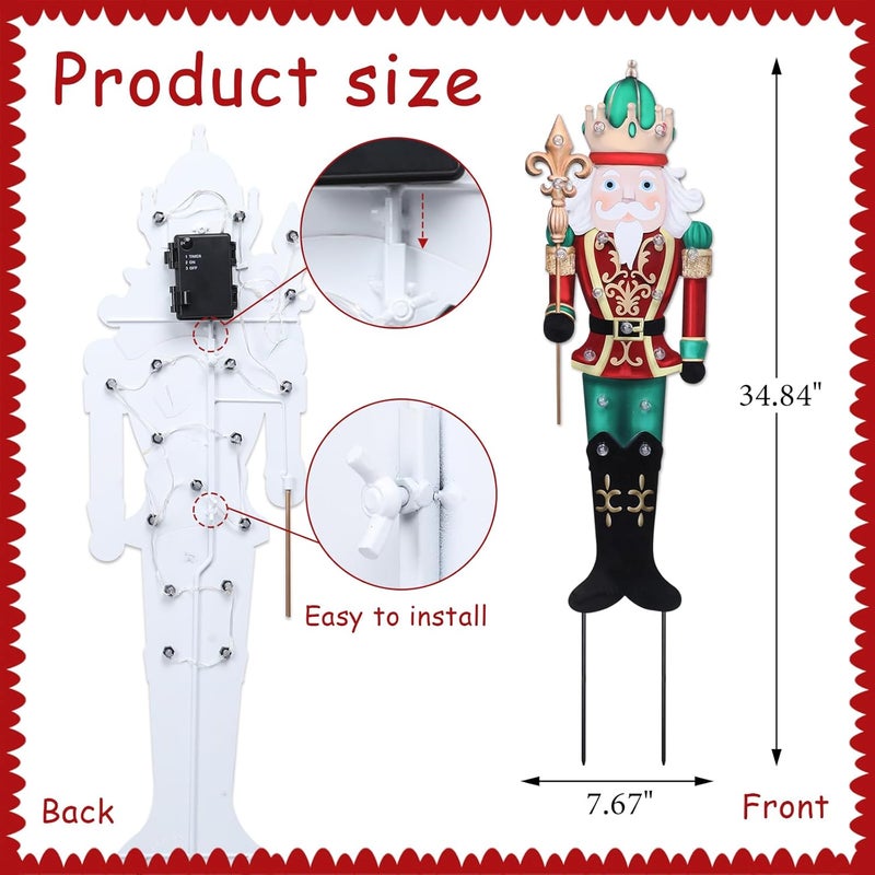 VCUTEKA Christmas Yard Sign Decorations Outdoor with LED Lights Christmas Nutcracker Yard Signs with Metal Stakes for Xmas Holiday Party Lawn Sign Garden Decor Xmas Outdoor Yard Signs - Image 4
